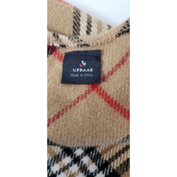 V.Fraas Acrylic Poncho Style Plaid Outerwear, One Size - Picture 5 of 7